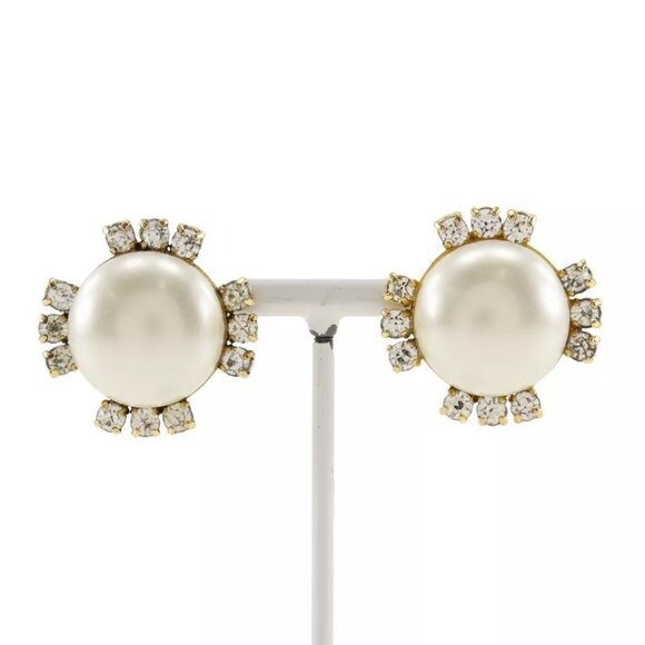 CHANEL Earring vintage Plated Gold/Fake pearl/Rhinestone 25.6g Women - Picture 1 of 7